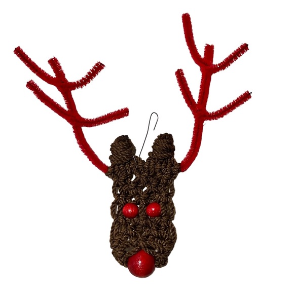 Vintage Handmade Crochet Reindeer Christmas Ornament - Picture 3 of 3